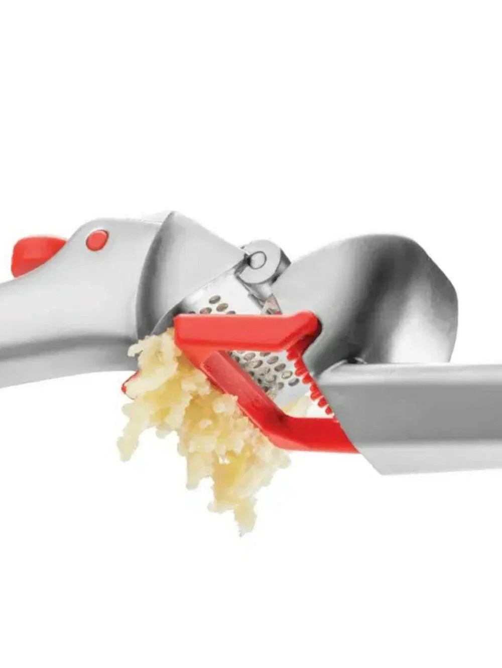Dreamfarm Silver Garlic Press with Red Accents